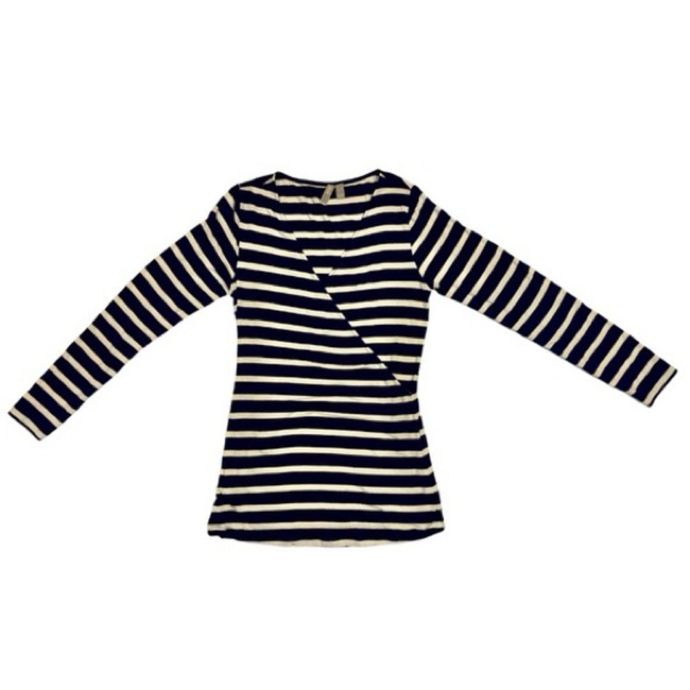 ASOS WOMENS BLUE/ WHITE STRIPED WRAP DETAILED FRONT TOP SIZE 8